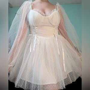 NWT XXS Dolls Kill Sugar Thrillz Heavenly Affair Babydoll Dress in White